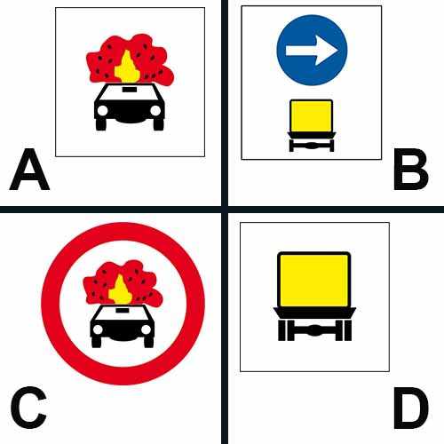 Care din următoarele indicatoare interzice accesul vehiculelor încărcate cu substanţe periculoase: