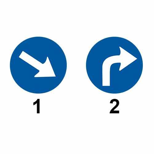 După care dintre indicatoarele alăturate aveți obligația să virați pe prima stradă la dreapta?